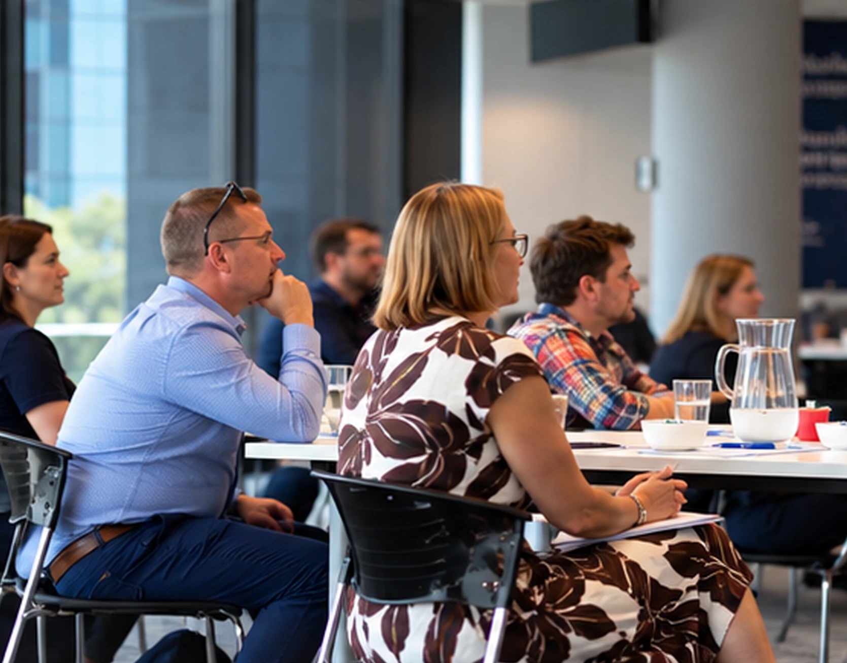 Leaders in discussion at a LeadChange workshop